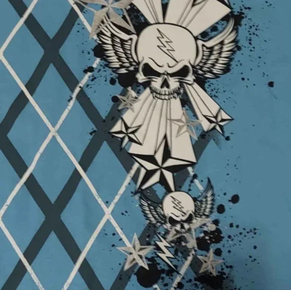 NWT Urban Pipeline Blue Diamond Skull Graphic Long Sleeve Tee - Picture 2 of 4